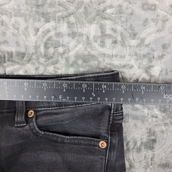 American Eagle Shorts Womens 6 Black Jean Hi Rise Shortie Super Stretch Raw Hem - Picture 7 of 10